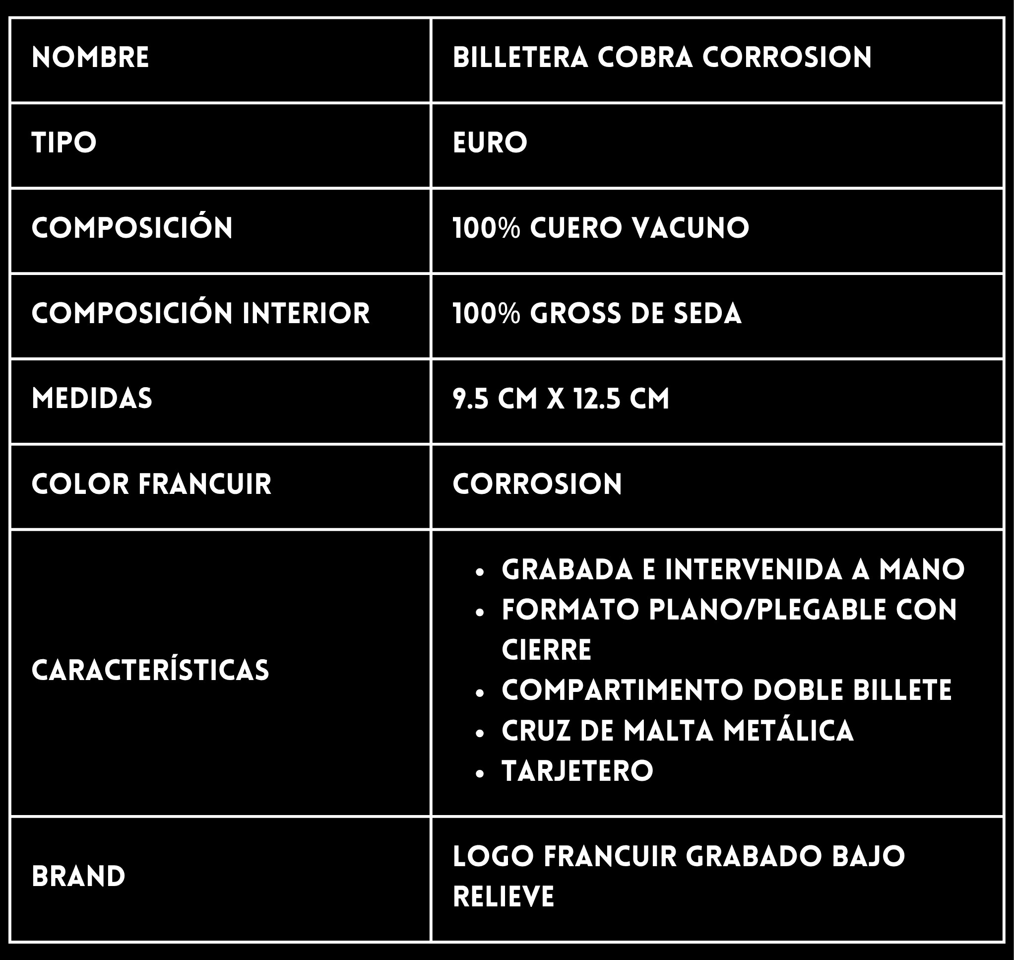 Billetera Cobra Black Cuero FRANCUIR